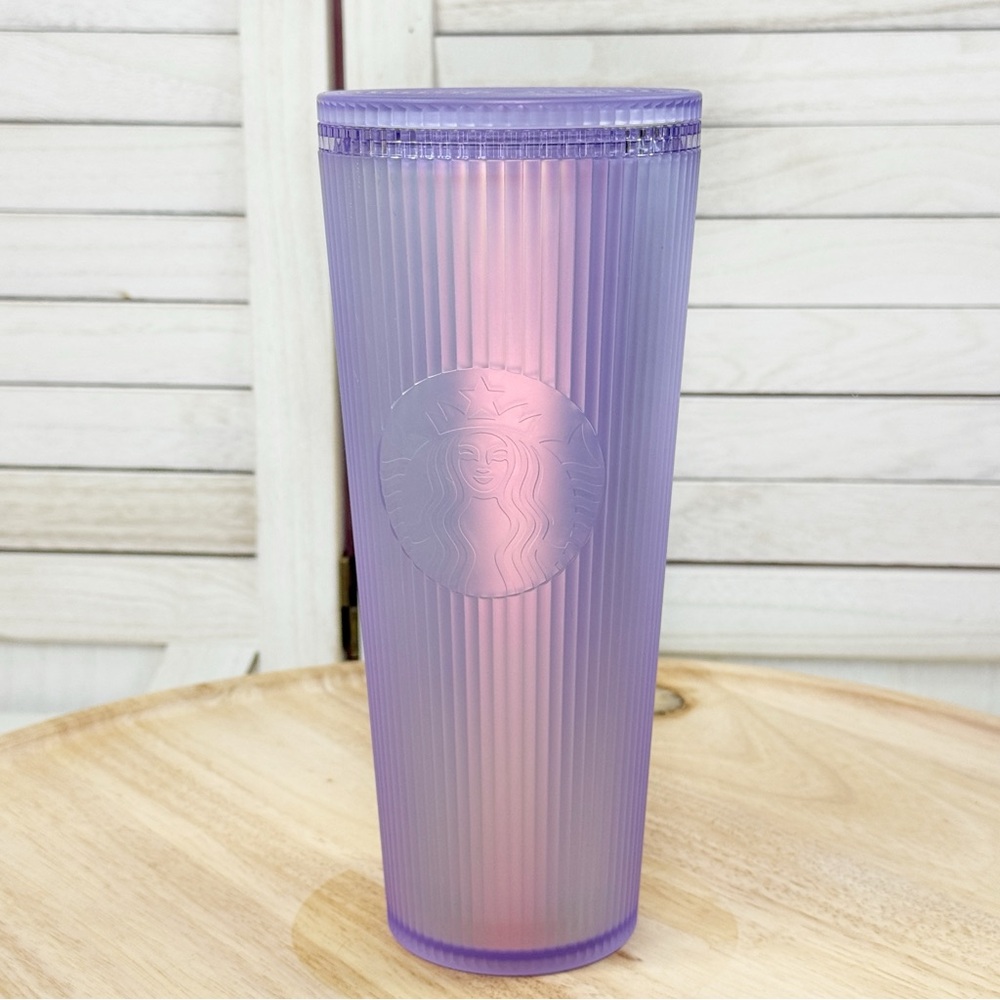 Starbucks 2023 Pleated Ribbed Iridescent Soft Touch Tumbler Cop Lilac Purple